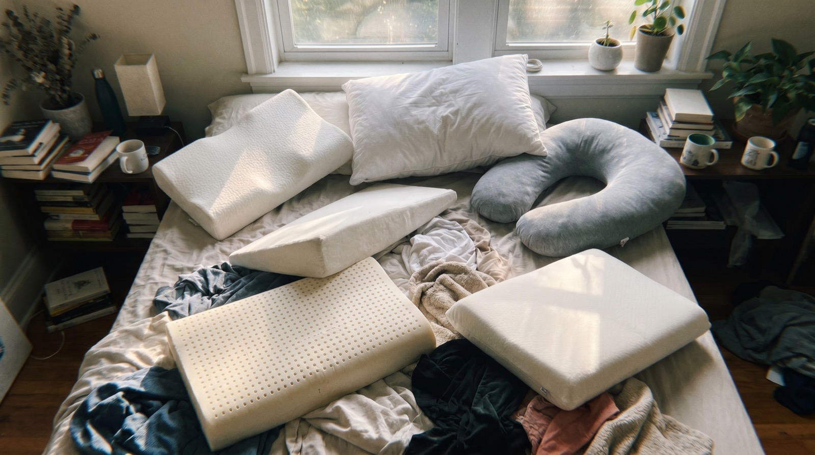 A woman sleeping peacefully on an ergonomic pillow
